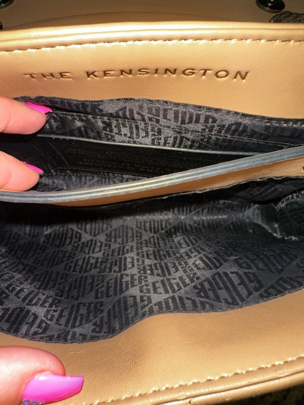 Kurt Geiger London Quilted Tan Leather Shoulder Bag with Chain Strap - Picture 12 of 16